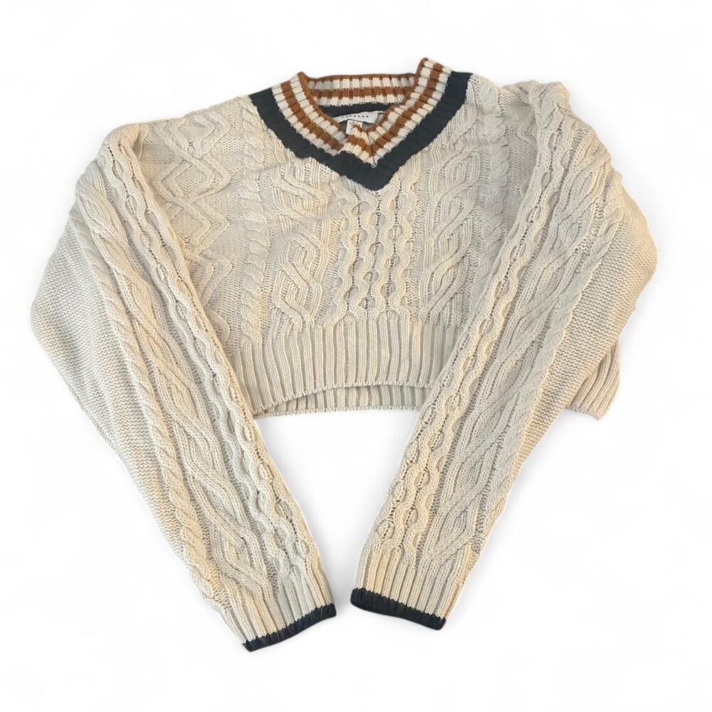 Topshop Women's Cream and Tan Jumper
